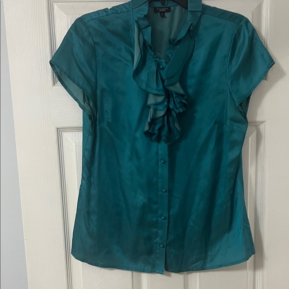 Talbots Teal Button-Up Blouse - Picture 2 of 3